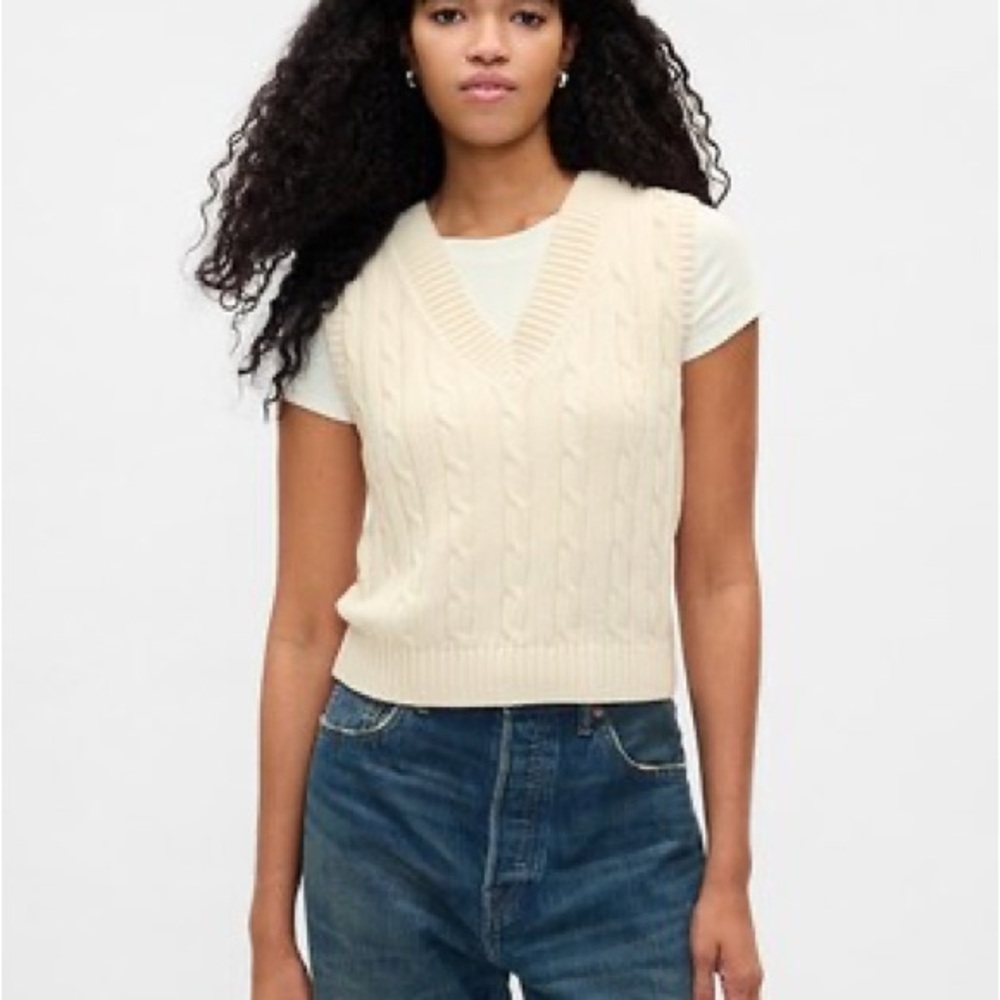 Gap Oversized Sweater Vest - cream beige